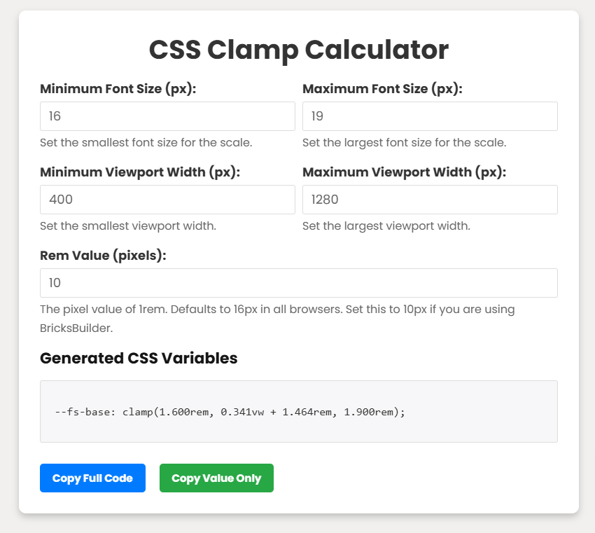 CSS Clamp Calculator